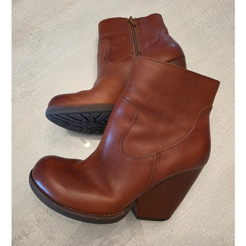 Kork-Ease Women's Brown Leather Heeled Ankle Boots